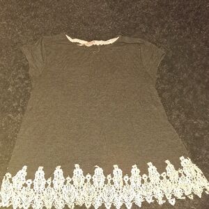 Joie Grey and White Embellished Cap Sleeve Blouse